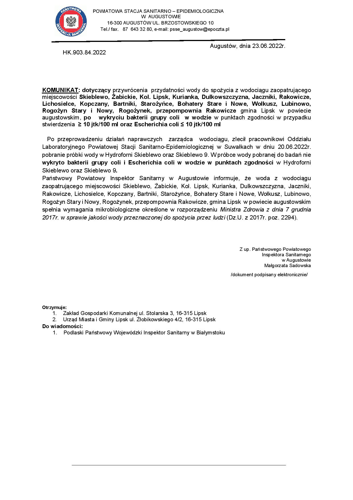 Komunikat wodociąg Skieblewo poprawa jakości wody page 001